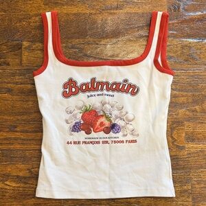 Balmain White and Red Fruit Top